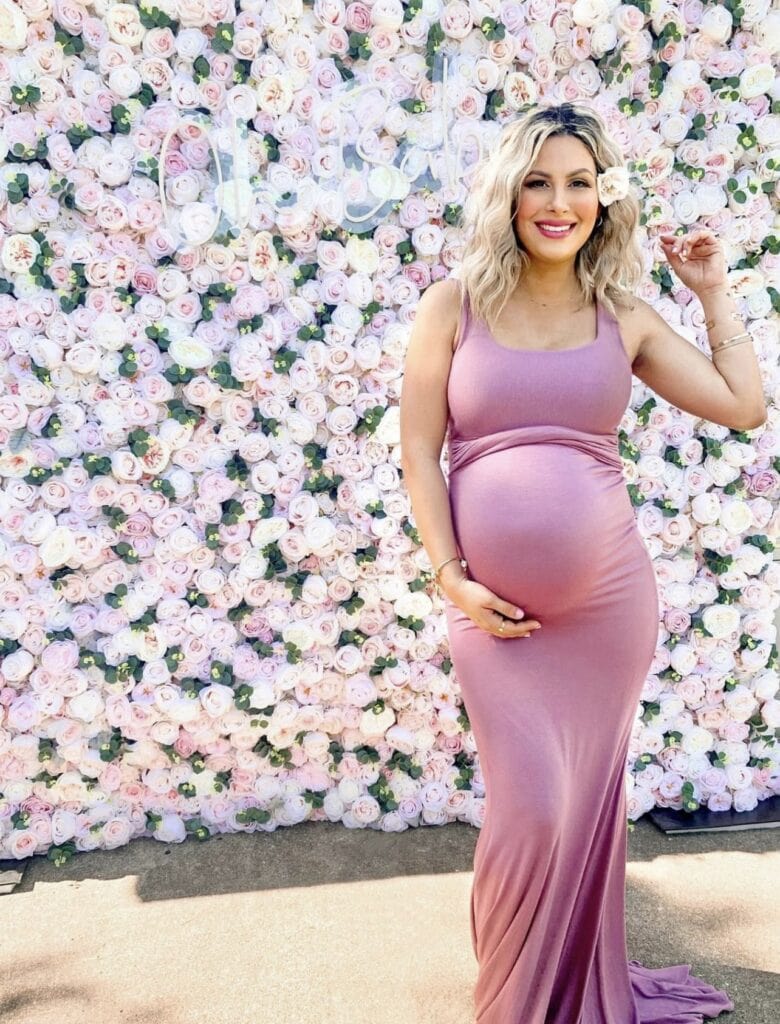 Cross Bust Maternity Gown with Mini Train in MAUVE