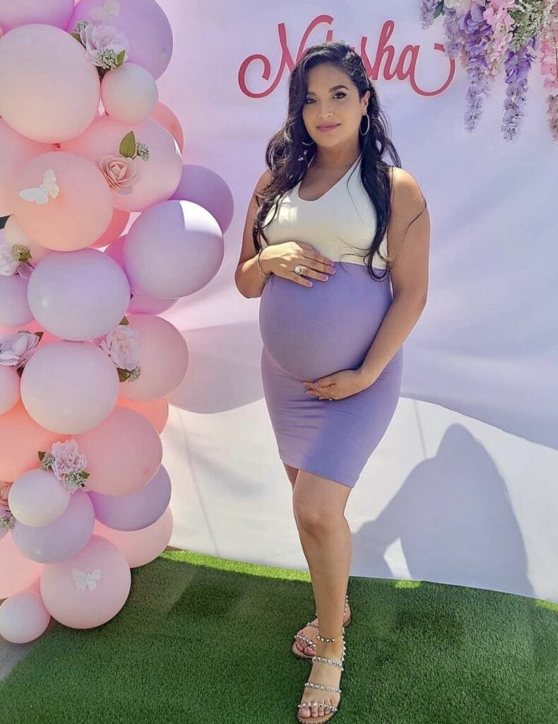 Two-Tone Halter Maternity Dress