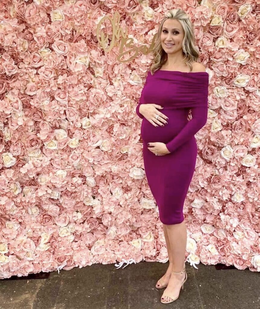 Fold Over Ruched Maternity Dress with Long Sleeves