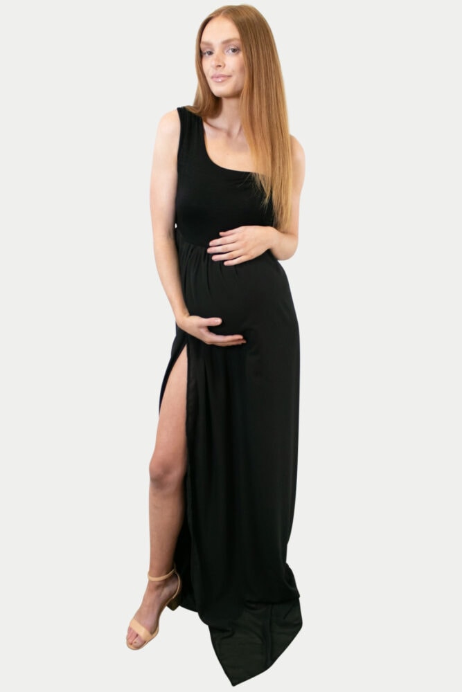 One-Shoulder-Open-Chiffon-Maternity-Gown